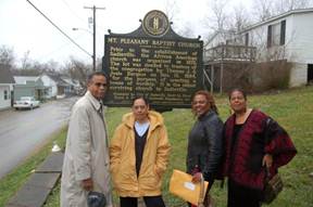 Group at historic sign